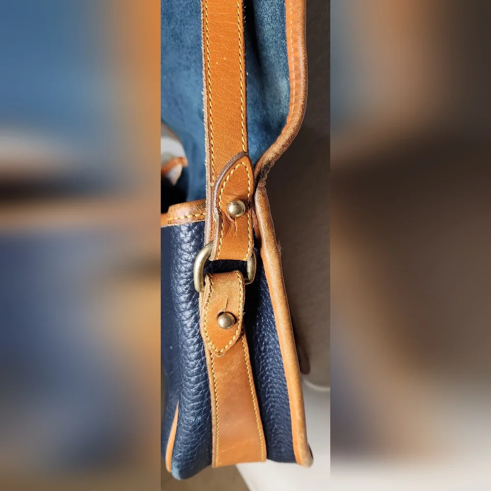 Dooney & Bourke vintage equestrian all weather leather crossbody bag, navy